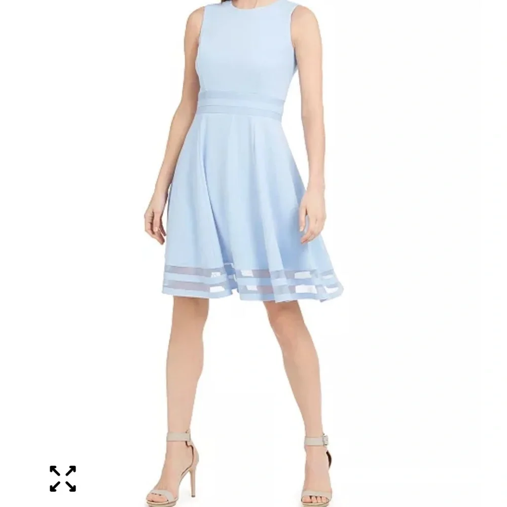 Gorgeous Calvin Klein powder blue fit and flare midi dress size 10 EUC - Picture 2 of 11